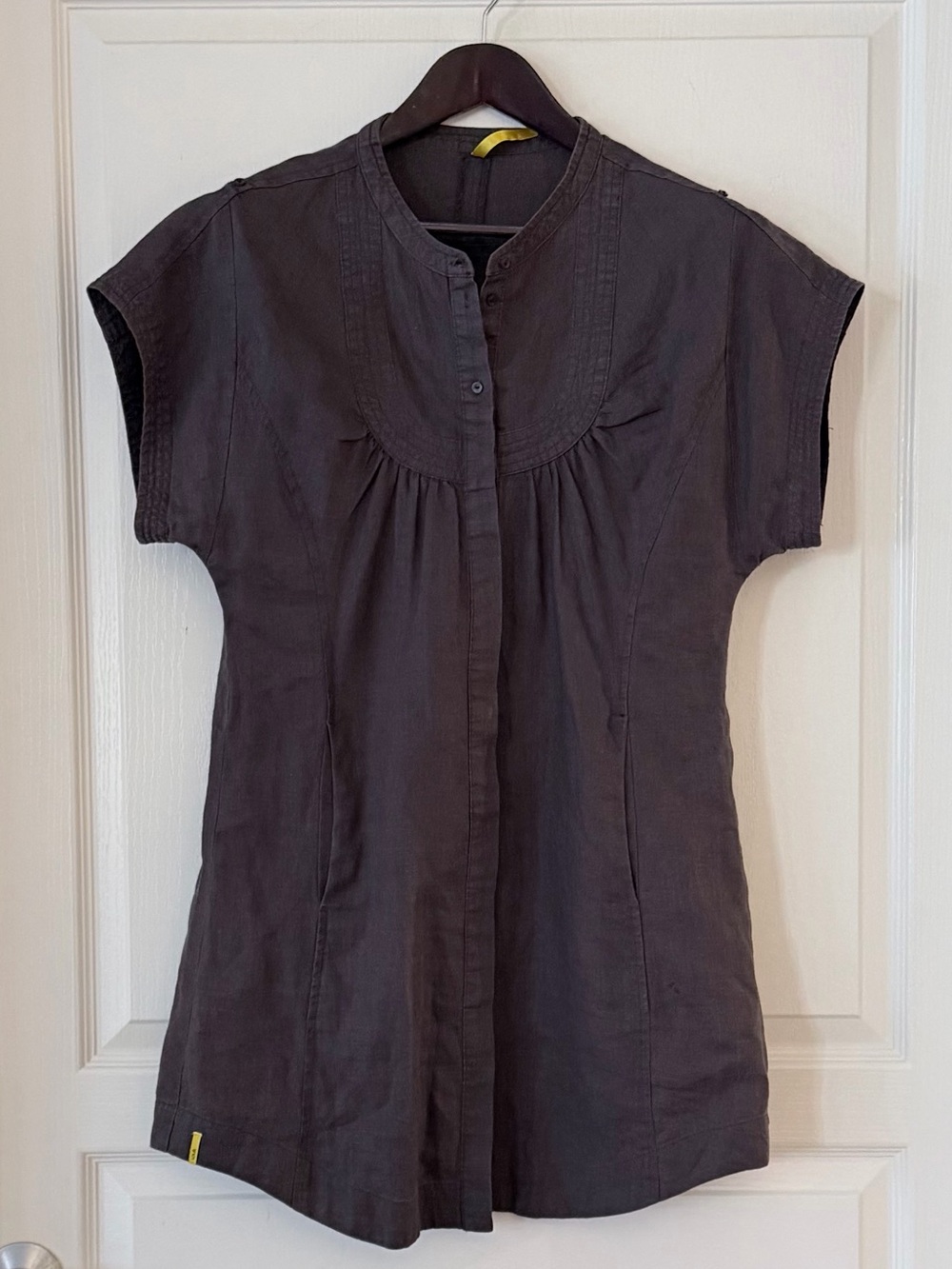 Lole Short Sleeve Linen Tunic Top in Chocolate